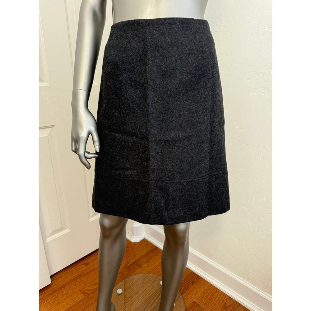 Vintage 90's J. Crew Charcoal Gray A-Line Wool Pencil Skirt made in Hong Kong 6